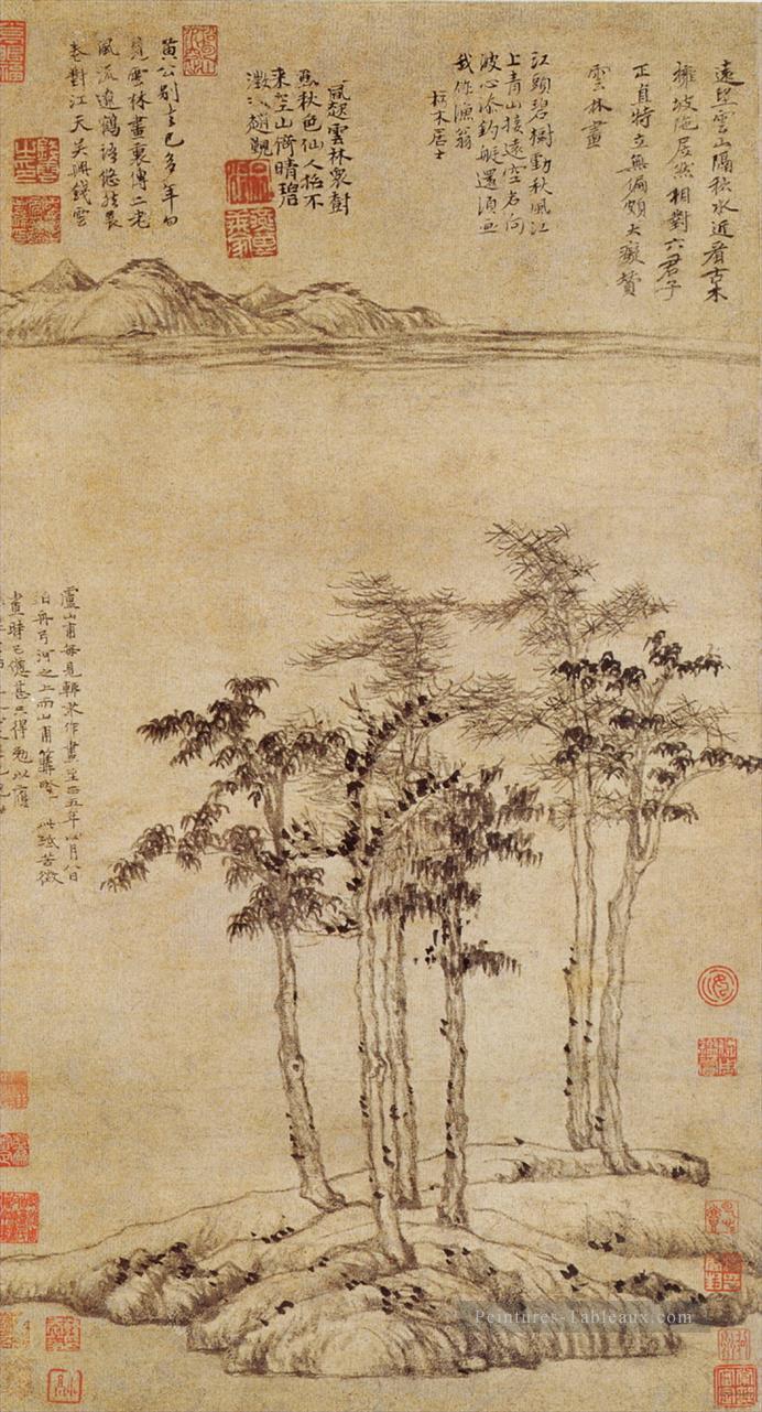 six Gentlemen 1345 vieille encre de Chine Peintures à l'huile